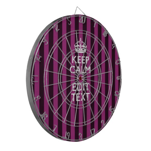 Aangepaste KEEP CALM-Jouw tekst op roze Fuchsie Dartbord (Voorkant Links)