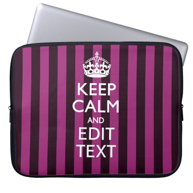 Aangepaste KEEP CALM-Jouw tekst op roze Fuchsie Laptop Sleeve (Voorkant)
