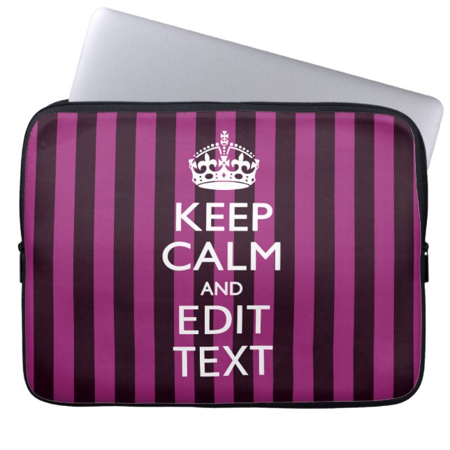 Aangepaste KEEP CALM-Jouw tekst op roze Fuchsie Laptop Sleeve (Voorkant)