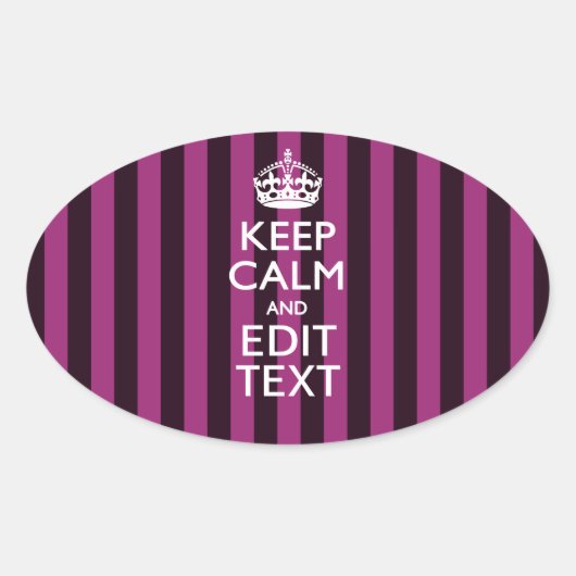 Aangepaste KEEP CALM-Jouw tekst op roze Fuchsie Ovale Sticker (Voorkant)