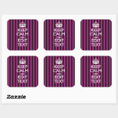 Aangepaste KEEP CALM-Jouw tekst op roze Fuchsie Vierkante Sticker (Vel)