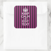Aangepaste KEEP CALM-Jouw tekst op roze Fuchsie Vierkante Sticker (Tas)