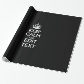 Aangepaste KEEP CALM-Jouw tekst op zwart Cadeaupapier (Uitgerold)