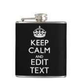 Aangepaste KEEP CALM-Jouw tekst op zwart Heupfles (Voorkant)