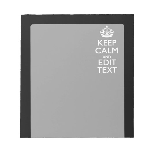 Aangepaste KEEP CALM-Jouw tekst op zwart Notitieblok (Voorkant)