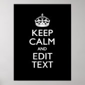 Aangepaste KEEP CALM-Jouw tekst op zwart Poster (Voorkant)