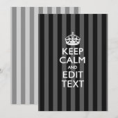 Aangepaste KEEP CALM-Jouw tekst op zwarte strepen (Voorkant / Achterkant)