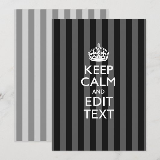 Aangepaste KEEP CALM-Jouw tekst op zwarte strepen (Voorkant / Achterkant)