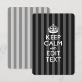 Aangepaste KEEP CALM-Jouw tekst op zwarte strepen (Voorkant / Achterkant)