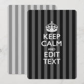 Aangepaste KEEP CALM-Jouw tekst op zwarte strepen (Voorkant / Achterkant)