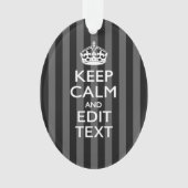 Aangepaste KEEP CALM-Jouw tekst op zwarte strepen Ornament (voorkant)