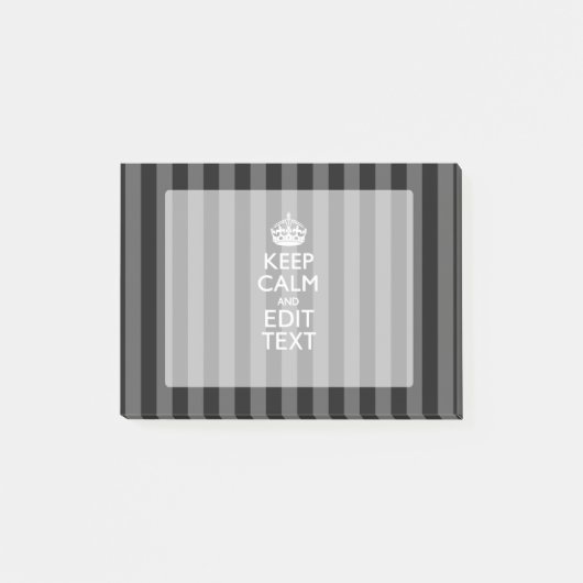 Aangepaste KEEP CALM-Jouw tekst op zwarte strepen Post-it® Notes (Voorkant)