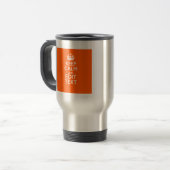 Aangepaste KEEP CALM Jouw tekst Oranje decor Reisbeker (Voorkant links)