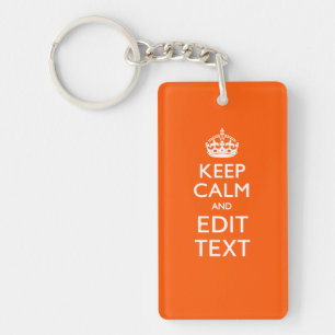 Aangepaste KEEP CALM Jouw tekst Oranje decor Sleutelhanger