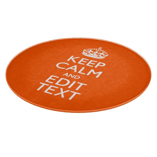 Aangepaste KEEP CALM Jouw tekst Oranje decor Snijplank (Hoek)