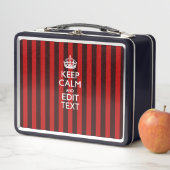Aangepaste 'Keep Calm Jouw tekst Red Stripes'-deco (In situ)