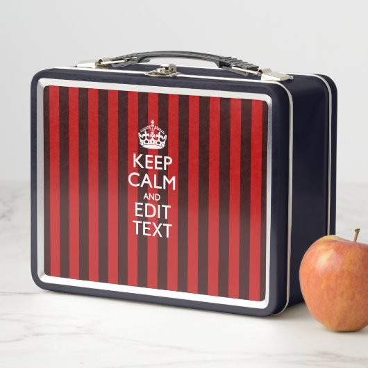 Aangepaste 'Keep Calm Jouw tekst Red Stripes'-deco (In situ)