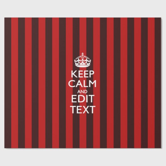 Aangepaste 'Keep Calm Jouw tekst Red Stripes'-deco Cadeaupapier (Vlak)