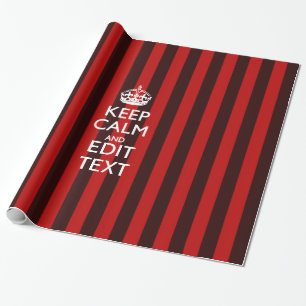 Aangepaste 'Keep Calm Jouw tekst Red Stripes'-deco Cadeaupapier