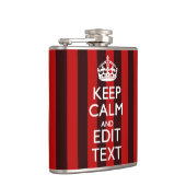 Aangepaste 'Keep Calm Jouw tekst Red Stripes'-deco Heupfles (Rechts)