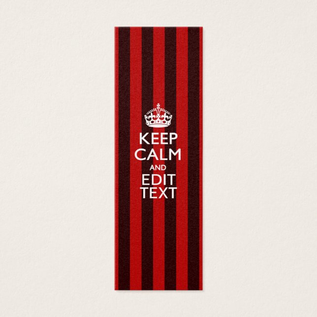 Aangepaste 'Keep Calm Jouw tekst Red Stripes'-deco Mini Visitekaartjes (Voorkant)