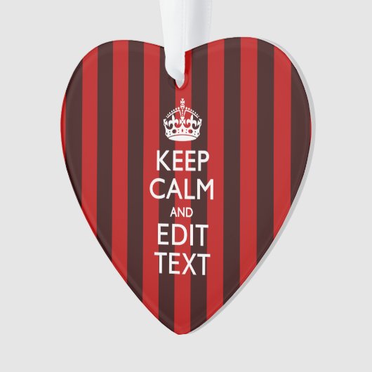 Aangepaste 'Keep Calm Jouw tekst Red Stripes'-deco Ornament (voorkant)