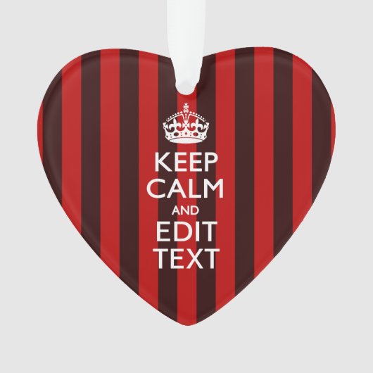 Aangepaste 'Keep Calm Jouw tekst Red Stripes'-deco Ornament (voorkant)