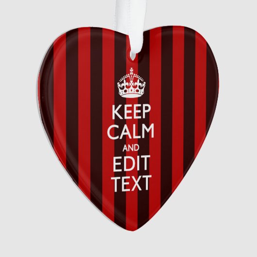 Aangepaste 'Keep Calm Jouw tekst Red Stripes'-deco Ornament (voorkant)