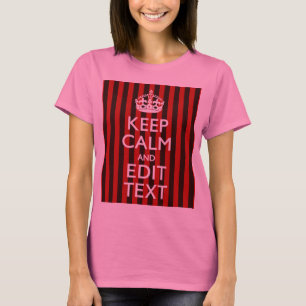 Aangepaste 'Keep Calm Jouw tekst Red Stripes'-deco T-shirt