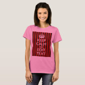 Aangepaste 'Keep Calm Jouw tekst Red Stripes'-deco T-shirt (Voorkant volledig)