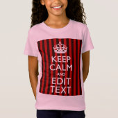 Aangepaste 'Keep Calm Jouw tekst Red Stripes'-deco T-shirt (Voorkant)