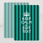 Aangepaste KEEP CALM Jouw tekst Turquoise Stripes (Voorkant / Achterkant)