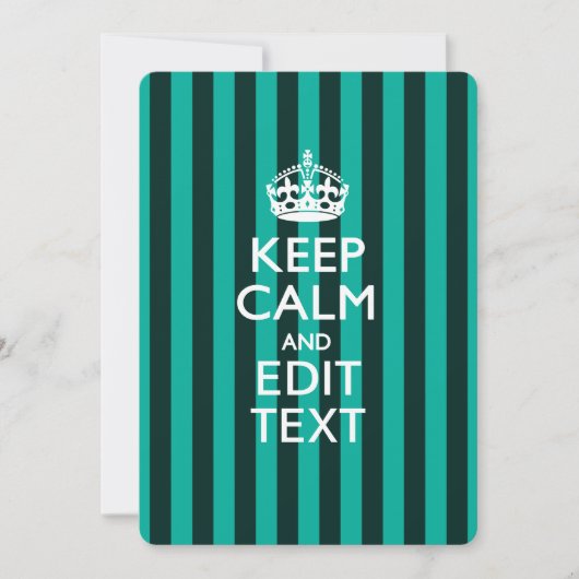 Aangepaste KEEP CALM Jouw tekst Turquoise Stripes (Voorkant)