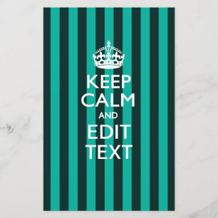 Aangepaste KEEP CALM Jouw tekst Turquoise Stripes Flyer