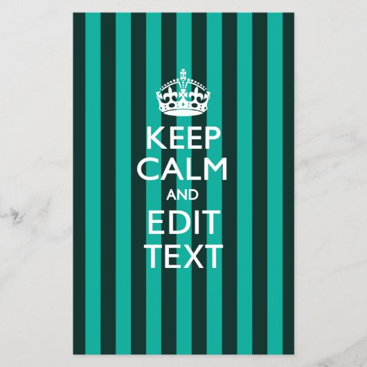 Aangepaste KEEP CALM Jouw tekst Turquoise Stripes Flyer (Voorkant)