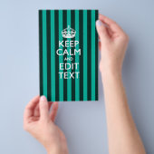 Aangepaste KEEP CALM Jouw tekst Turquoise Stripes Flyer (Hand)