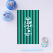 Aangepaste KEEP CALM Jouw tekst Turquoise Stripes Flyer (Enkel)