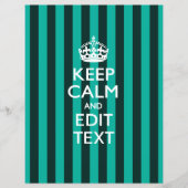 Aangepaste KEEP CALM Jouw tekst Turquoise Stripes Flyer (Voorkant)