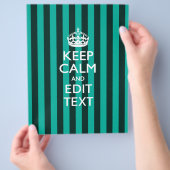 Aangepaste KEEP CALM Jouw tekst Turquoise Stripes Flyer (Hand)