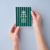 Aangepaste KEEP CALM Jouw tekst Turquoise Stripes Flyer (Hand)