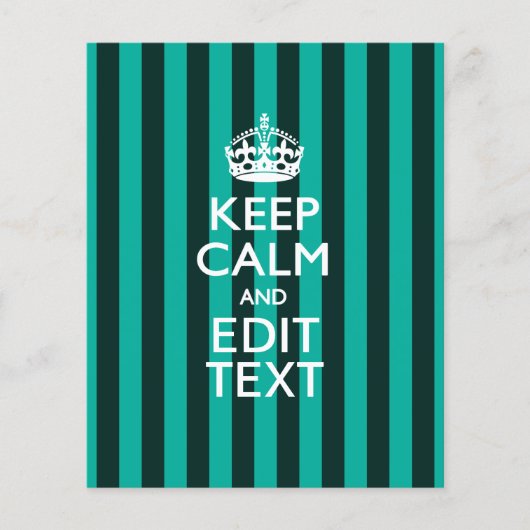 Aangepaste KEEP CALM Jouw tekst Turquoise Stripes Flyer (Voorkant)