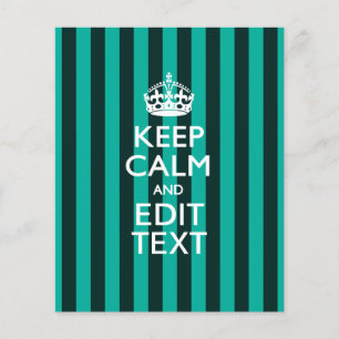 Aangepaste KEEP CALM Jouw tekst Turquoise Stripes Flyer
