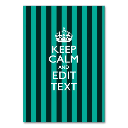 Aangepaste KEEP CALM Jouw tekst Turquoise Stripes Kaart (Voorkant)