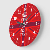 Aangepaste Keep Calm Jouw tekst - Vlag rood Grote Klok (Hoek)