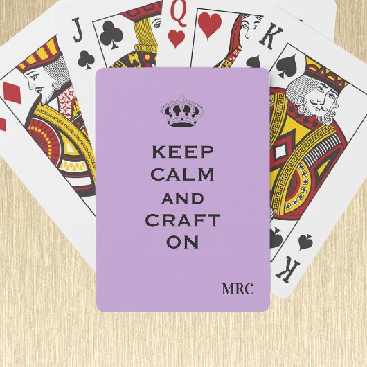 Aangepaste Keep Calm Lavendel Monogram Speelkaarte Pokerkaarten