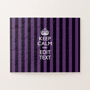 Aangepaste 'Keep Calm Paarse Stripes'-decor Legpuzzel