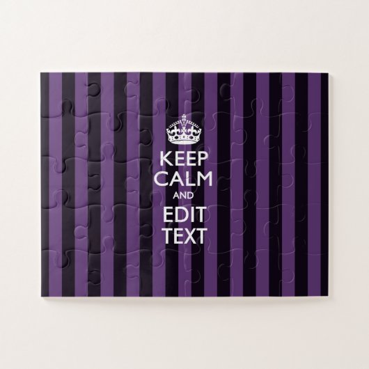 Aangepaste 'Keep Calm Paarse Stripes'-decor Legpuzzel (Horizontaal)