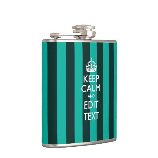 Aangepaste 'Keep Calm Stripes' in Turquoise Heupfles (Rechts)