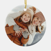 Aangepaste Keepsake Foto en Monogram Kerstmis Keramisch Ornament (Voorkant)