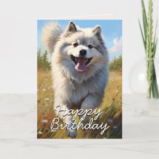 Aangepaste Keeshond Verjaardag Kaart (Voorkant)
